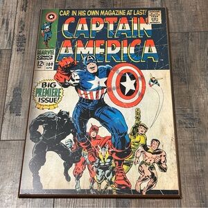 MARVEL Comics CAPT AMERICA ‎ 19" X 13" Composite Wood WALL ART Distressed 2014